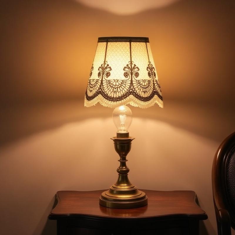 Abajur Vintage com Cúpula de Renda