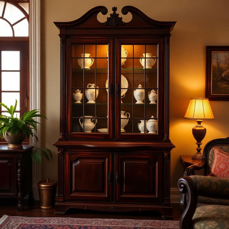 Cristaleira Antiga com Vidros Originais